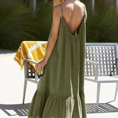 Cotton Gauze Muslin Strap Sleeveless Casual Boho Dress