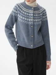 Vintage Jacquard Knit Winter Cardigan