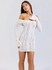 Lace Strapless Long Sleeve Bodycon Dress