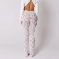 Flared Sheer Lace Elegant Pant