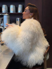 Cropped Fluffy Faux Fur Winter Coat