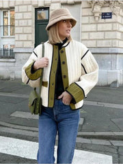 Quilted Contrast Cotton Casual Coat