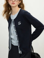 Embroidered Wool Elegant Knit Cardigan