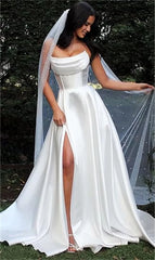 Satin Slit Corset White Vacation Dress