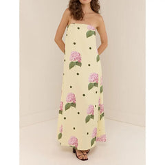Strapless Floral A-Line Vacation Dress