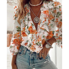 Bohemian Button-Down Ruffled Blouse