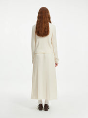 Wool Gray White Knit Set Style Cardigan