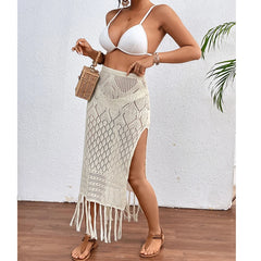 Knitted Tassel Cover-up Skirt