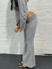Bow Patchwork Flared Track Pant