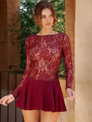 Lace Patchwork See Through Mini Dress