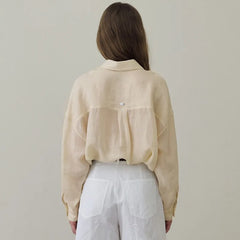 100% Ramie Thin French Lapel Blouse