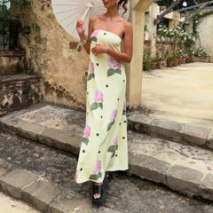 Strapless Floral A-Line Vacation Dress