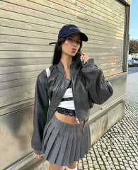 Chunky Spice Leather Short Coat