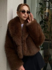 Faux Fur Hidden Button Short Coat