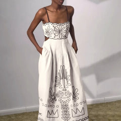 Printed Swing Floral Square Neck Boho Dress