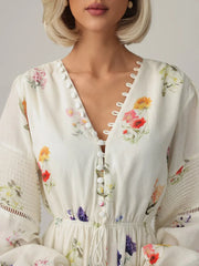 Lantern Sleeve Maxi Floral Dress