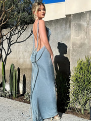 Strapless Hang Neck Sexy Maxi Dress