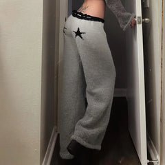 Star Pattern Knit Flared Pant