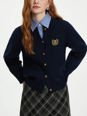 Badge Embroidery Vintage Knit Cardigan