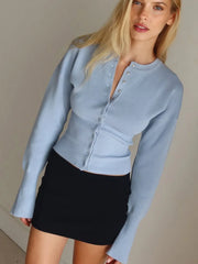 Ribbed Patchwork Slim Fit Knit Cardigan