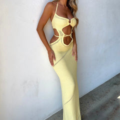 Knit Cutout Halter Slim Bodycon Dress
