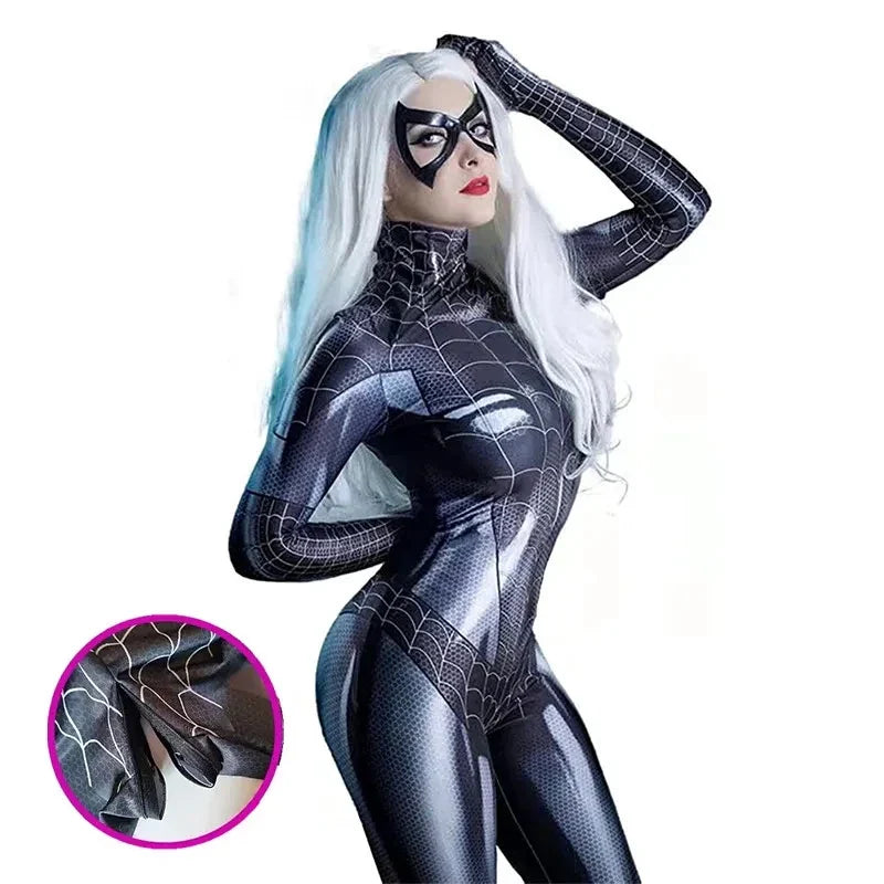 Black Printing 3D Costume Superhero Cat Christmas Halloween Sexy Spider