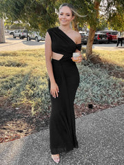 Hollow Pleated Off Shoulder Bodycon Dress