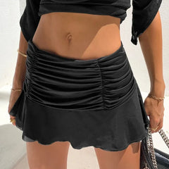 Casual Ruched Pleated Mini Skirt