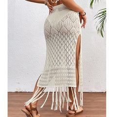 Knitted Tassel Cover-up Skirt