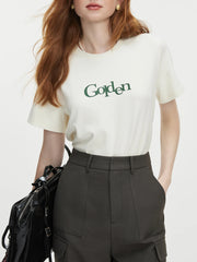 Letter Printed Shoulder Casual T-shirt