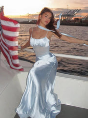 Plunge Halter Lace Up Split Maxi Dress