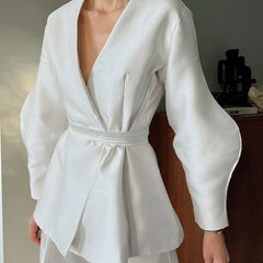 Bandage V Neck Loose Cardigan Coat