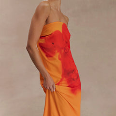 Strapless Tie-dye A-Line Vacation Dress
