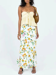 Bandeau Ruffled Pleat Crop Top