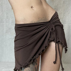 Irregular Brown Bandage Mini Skirt