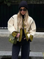 Quilted Contrast Cotton Casual Coat