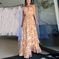 Casual Off Shoulder Floral Flowy Boho Dress