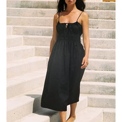 Lace-up Floral Midi Cami Vacation Dress