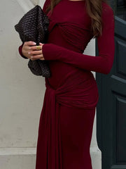 Ruched Twist Splice Bodycon Maxi Dress