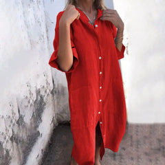 Casual Shirt Short Sleeve Loose Elegant Boho Dress