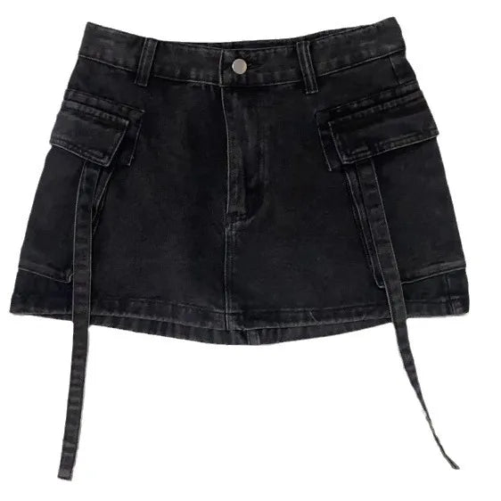 Sexy Short Slim Fit Casual Regular Elegant Splice Denim High Waist Hip Wrap A-Line Skirt