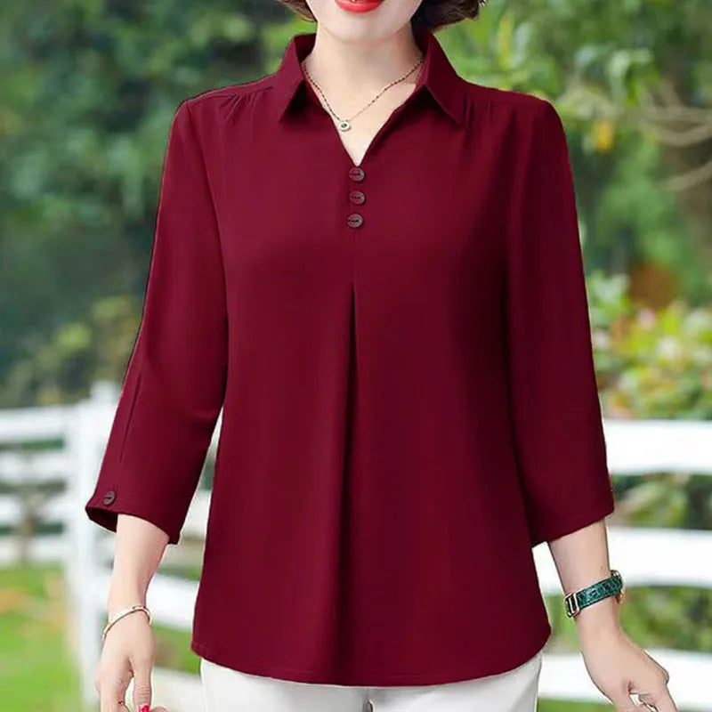 Solid Casual Oversized Elegant Youth Female Tops Blouse
