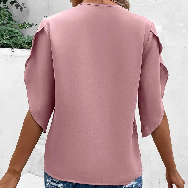 Solid Casual Oversized Elegant Youth Female Tops Blouse