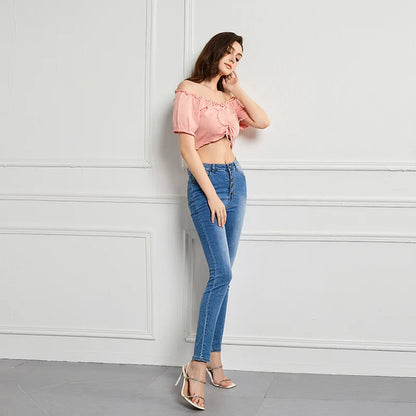 Amy Fashion - Sexy High Waist Slim Vintage Trendy Office Fashionable Stretchy Denim Jean