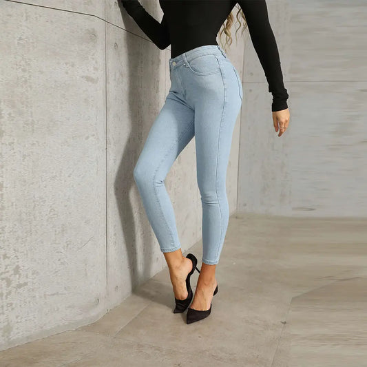 Amy Fashion - Stretch Skinny Women's High Waisted Sexy Streetwears Pencil Fashion Elastici Denim Slim Casual Jean