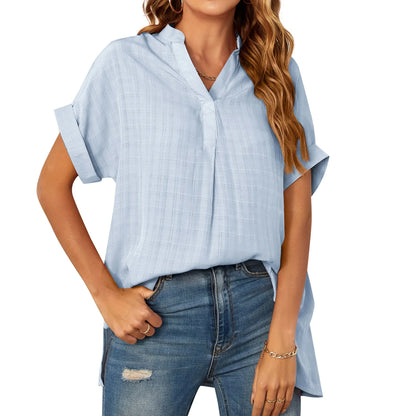 Striped Casual Oversized Elegant Female Summer Tops Blouses