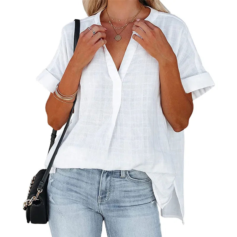 Striped Casual Oversized Elegant Female Summer Tops Blouses