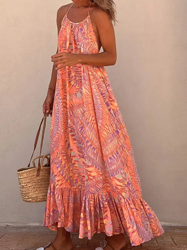 Amy Fashion - 2024 Summer Beach Lady Long Casual Loose Sleeveless Boho Dress