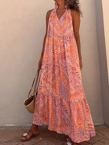 Amy Fashion - 2024 Summer Beach Lady Long Casual Loose Sleeveless Boho Dress