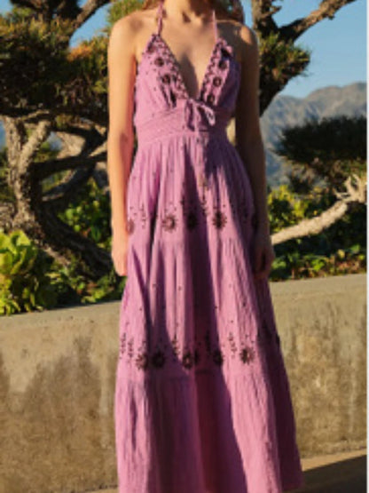 Amy Fashion - 2024 Bohemian Flower Birthday Beach Holiday Boho Dress